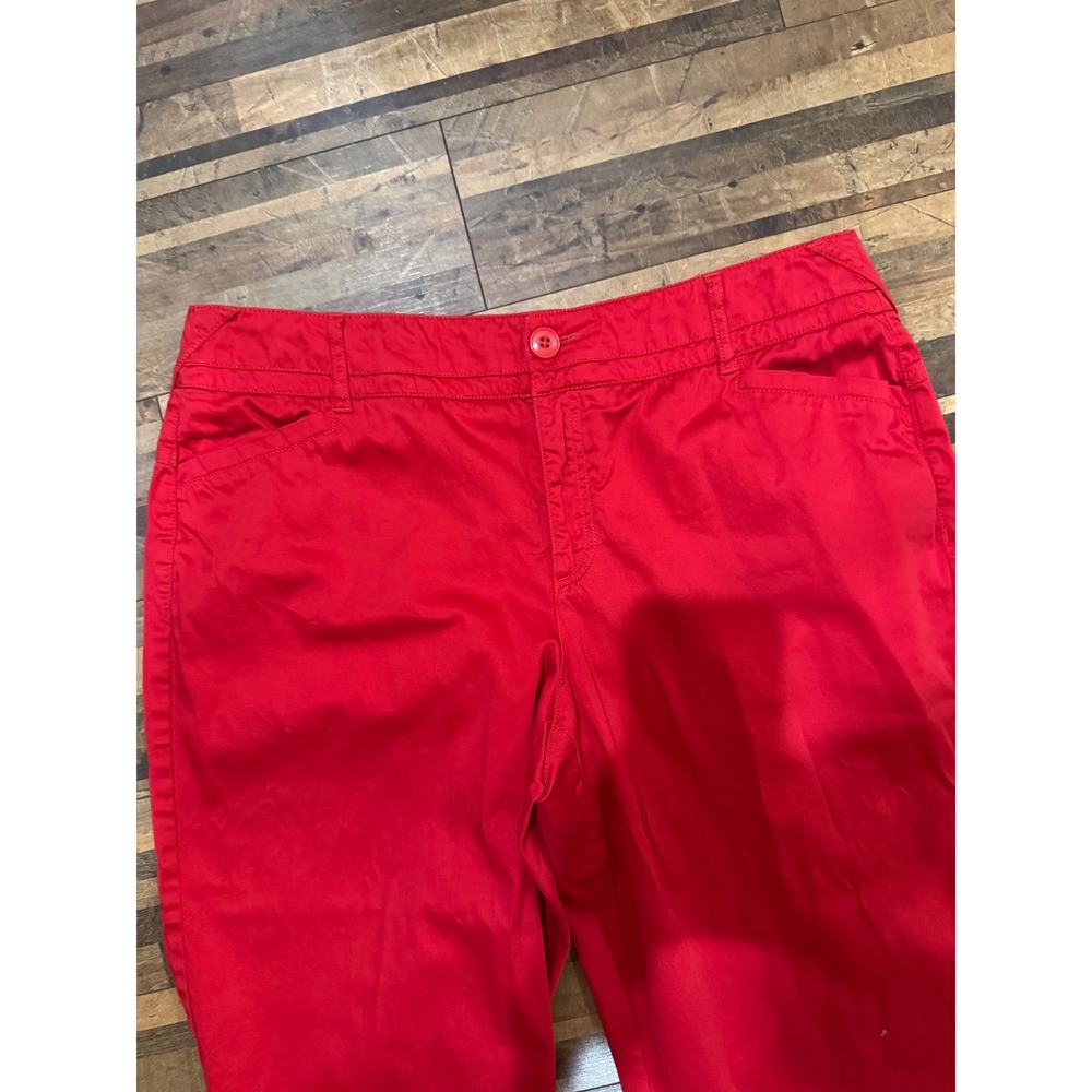 Intro Casual Elegance Capri Pants Womens 14 Red Stretch Cotton Cropped 72061